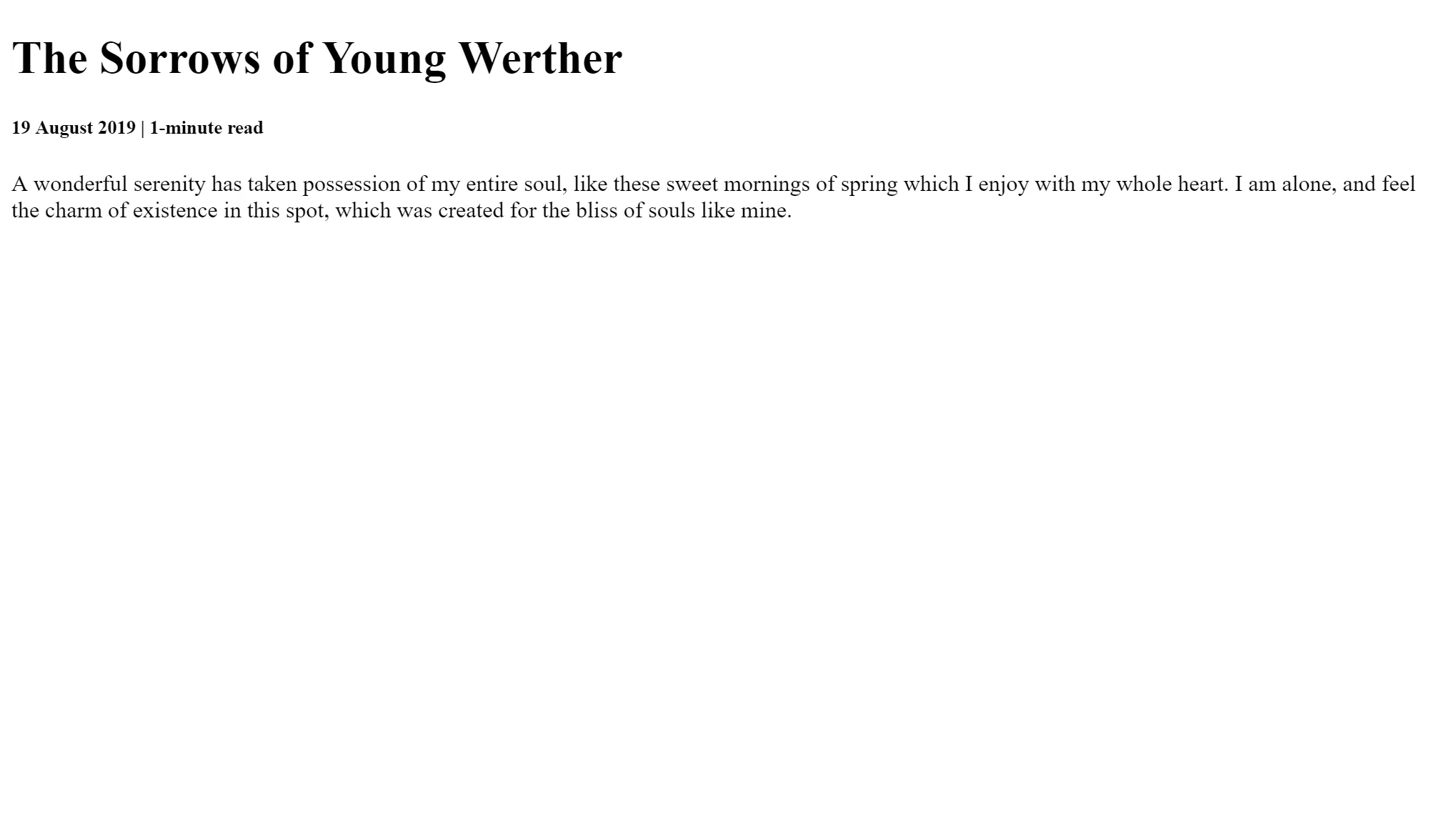 The Sorrows of Young Werther