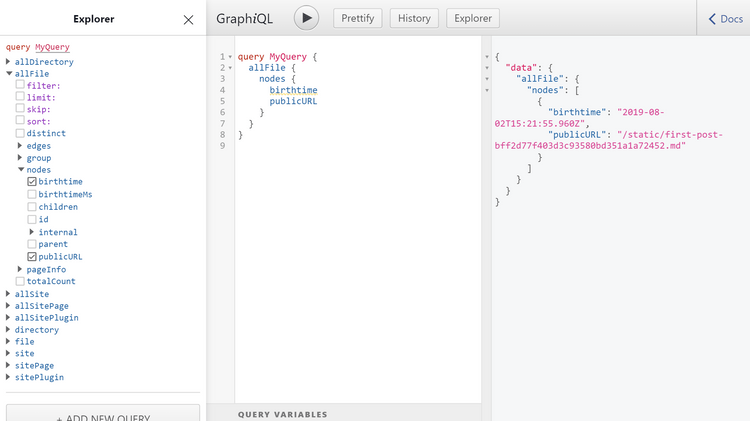 GraphQL query for allFile